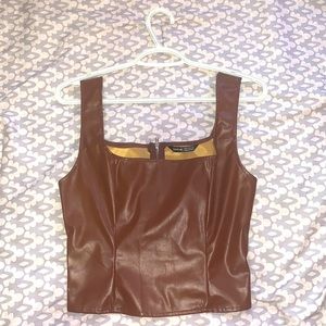 SHEIN | Brown PU leather top